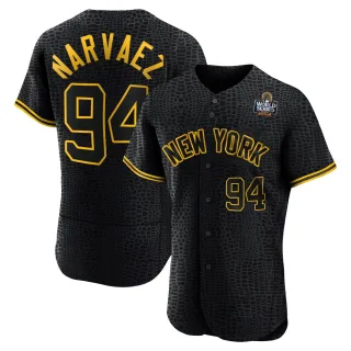 Men's Authentic Black Carlos Narvaez New York Yankees Snake Skin City 2024 World Series Jersey