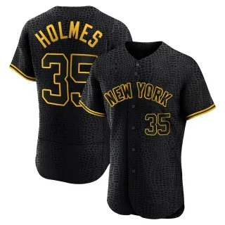 Men's Authentic Black Clay Holmes New York Yankees Snake Skin City Jersey