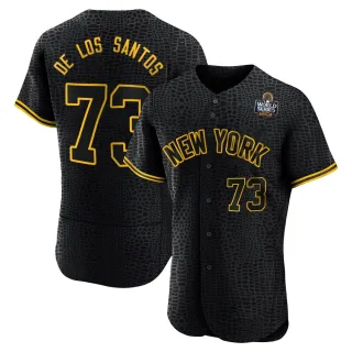 Men's Authentic Black Yerry de los Santos New York Yankees Snake Skin City 2024 World Series Jersey