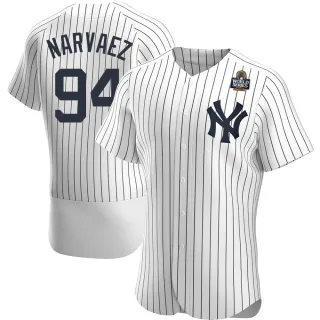 Men's Authentic White Carlos Narvaez New York Yankees Home 2024 World Series Jersey