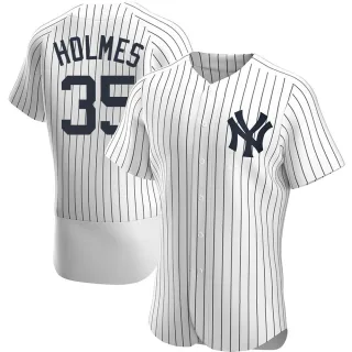 Men's Authentic White Clay Holmes New York Yankees Home Jersey