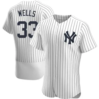 Men's Authentic White David Wells New York Yankees Home Jersey