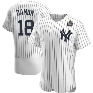 Men's Authentic White Johnny Damon New York Yankees Home 2024 World Series Jersey