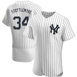 Men's Authentic White Mel Stottlemyre New York Yankees Home Jersey