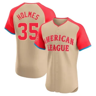 Men's Elite Cream Clay Holmes New York Yankees American League 2024 All-Star Game Jersey