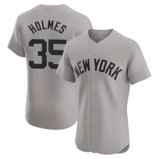 Men's Elite Gray Clay Holmes New York Yankees Road Jersey