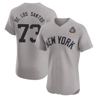 Men's Elite Gray Yerry de los Santos New York Yankees Road 2024 World Series Jersey