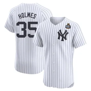 Men's Elite White Clay Holmes New York Yankees Home 2024 World Series Jersey