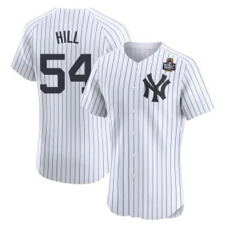 Men's Elite White Tim Hill New York Yankees Home 2024 World Series Jersey