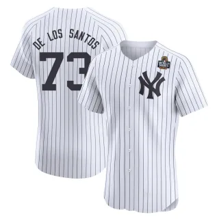 Men's Elite White Yerry de los Santos New York Yankees Home 2024 World Series Jersey