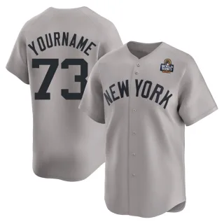 Men's Limited Gray Yerry de los Santos New York Yankees Away 2024 World Series Jersey