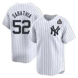 Men's Limited White CC Sabathia New York Yankees Yankee Home 2024 World Series Jersey