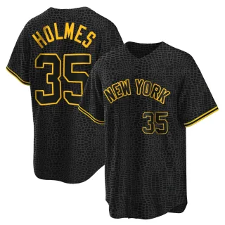 Men's Replica Black Clay Holmes New York Yankees Snake Skin City Jersey