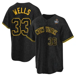 Men's Replica Black David Wells New York Yankees Snake Skin City 2024 World Series Jersey