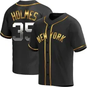 Men's Replica Black Golden Clay Holmes New York Yankees Alternate Jersey