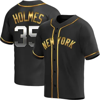 Men's Replica Black Golden Clay Holmes New York Yankees Alternate Jersey