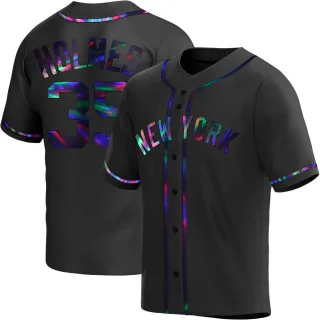 Men's Replica Black Holographic Clay Holmes New York Yankees Alternate Jersey