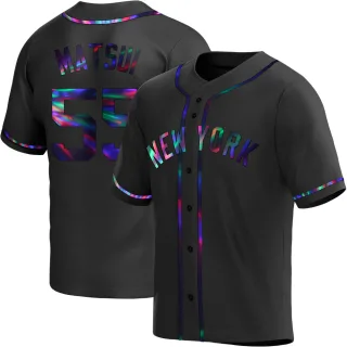 Men's Replica Black Holographic Hideki Matsui New York Yankees Alternate Jersey