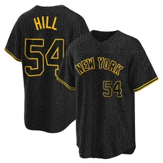 Men's Replica Black Tim Hill New York Yankees Snake Skin City Jersey