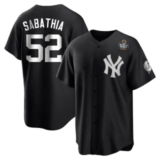 Men's Replica Black/White CC Sabathia New York Yankees 2024 World Series Jersey