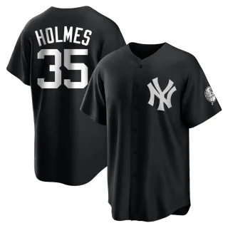 Men's Replica Black/White Clay Holmes New York Yankees Jersey