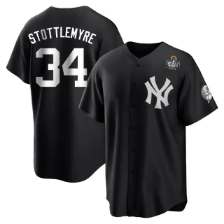 Men's Replica Black/White Mel Stottlemyre New York Yankees 2024 World Series Jersey