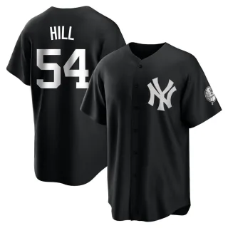 Men's Replica Black/White Tim Hill New York Yankees Jersey