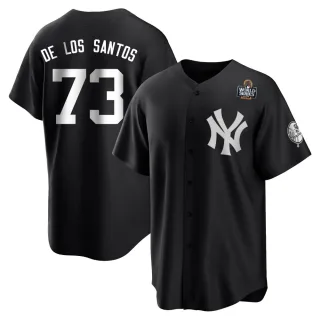 Men's Replica Black/White Yerry de los Santos New York Yankees 2024 World Series Jersey