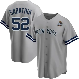 Men's Replica Gray CC Sabathia New York Yankees Road Name 2024 World Series Jersey