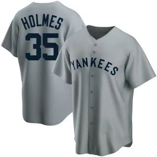 Men's Replica Gray Clay Holmes New York Yankees Road Cooperstown Collection Jersey