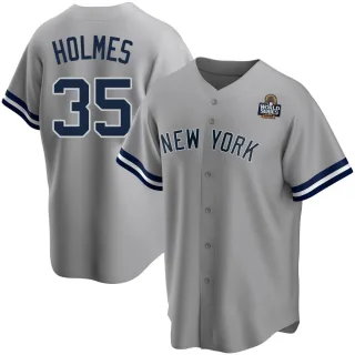 Men's Replica Gray Clay Holmes New York Yankees Road Name 2024 World Series Jersey