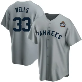 Men's Replica Gray David Wells New York Yankees Road Cooperstown Collection 2024 World Series Jersey