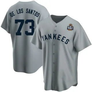 Men's Replica Gray Yerry de los Santos New York Yankees Road Cooperstown Collection 2024 World Series Jersey