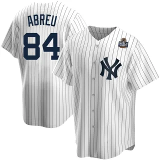 Men's Replica White Albert Abreu New York Yankees Home 2024 World Series Jersey