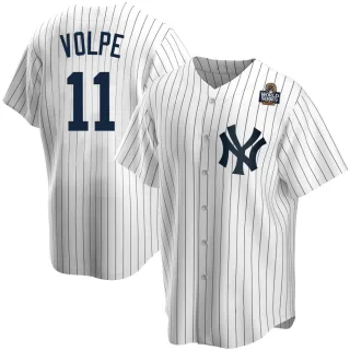 Men's Replica White Anthony Volpe New York Yankees Home 2024 World Series Jersey