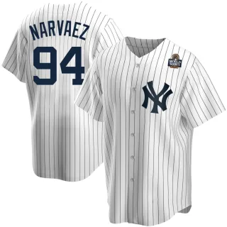 Men's Replica White Carlos Narvaez New York Yankees Home 2024 World Series Jersey