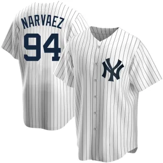 Men's Replica White Carlos Narvaez New York Yankees Home Jersey