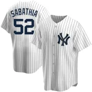 Men's Replica White CC Sabathia New York Yankees Home Jersey