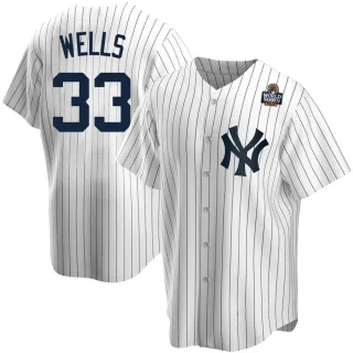 Men's Replica White David Wells New York Yankees Home 2024 World Series Jersey