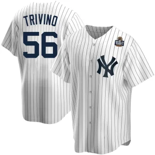 Men's Replica White Lou Trivino New York Yankees Home 2024 World Series Jersey