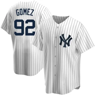 Men's Replica White Yoendrys Gomez New York Yankees Home Jersey