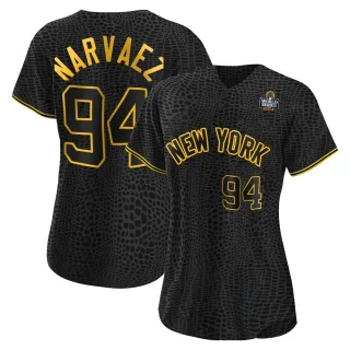 Women's Authentic Black Carlos Narvaez New York Yankees Snake Skin City 2024 World Series Jersey