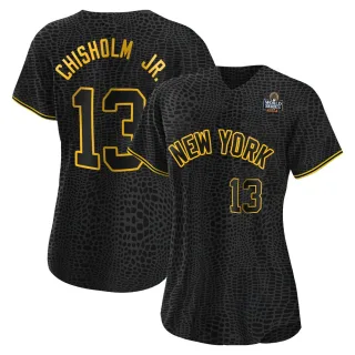 Women's Authentic Black Jazz Chisholm Jr. New York Yankees Snake Skin City 2024 World Series Jersey