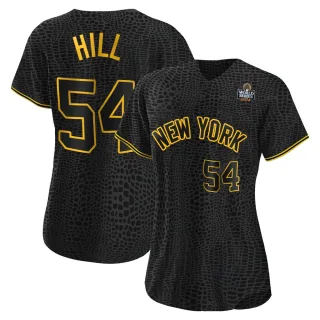 Women's Authentic Black Tim Hill New York Yankees Snake Skin City 2024 World Series Jersey