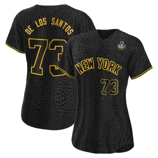 Women's Authentic Black Yerry de los Santos New York Yankees Snake Skin City 2024 World Series Jersey