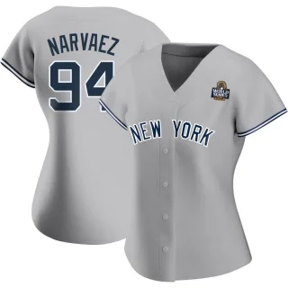 Women's Authentic Gray Carlos Narvaez New York Yankees Road Name 2024 World Series Jersey