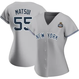 Women's Authentic Gray Hideki Matsui New York Yankees Road Name 2024 World Series Jersey