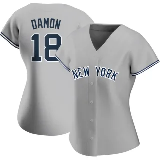 Women's Authentic Gray Johnny Damon New York Yankees Road Name Jersey