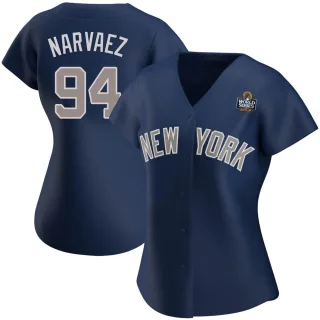 Women's Authentic Navy Carlos Narvaez New York Yankees Alternate 2024 World Series Jersey