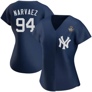 Women's Authentic Navy Carlos Narvaez New York Yankees Alternate Team 2024 World Series Jersey